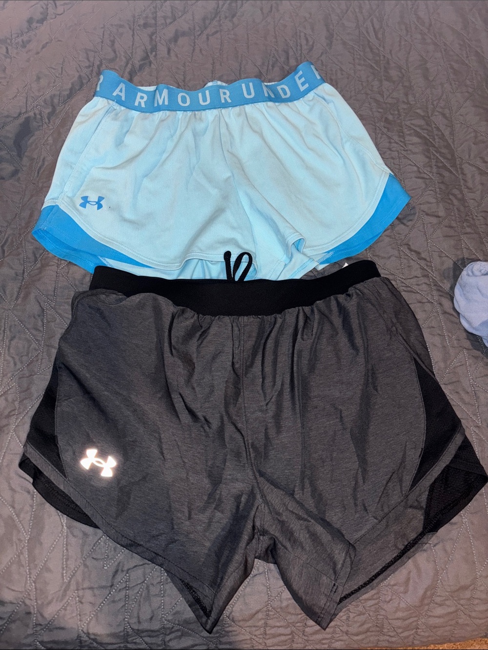 Under Armour Women’s Light Blue and Charcoal Athletic Shorts XS